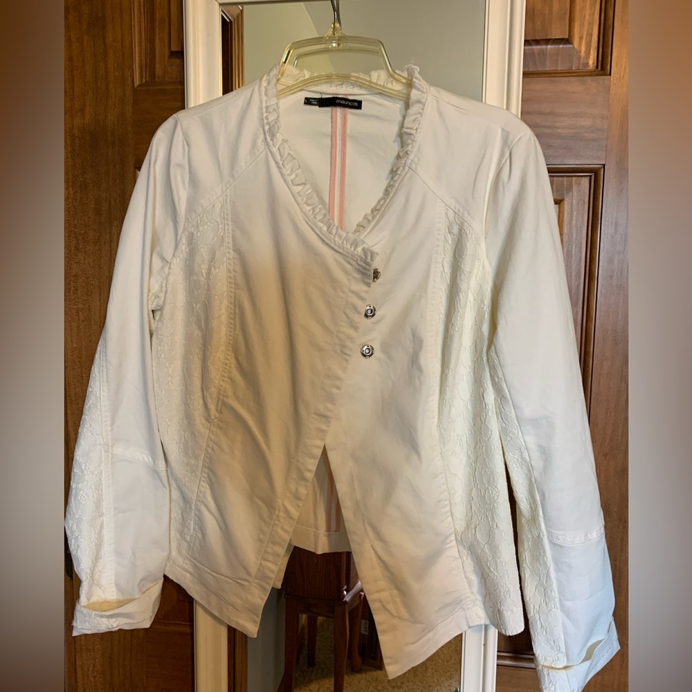 Maurices dress jacket in off white stretch denim size large